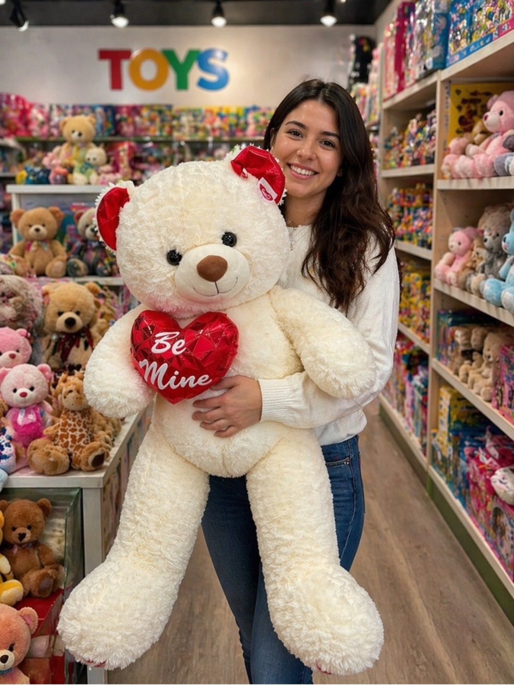 Giant Plush Teddy Bear “Be Mine” Heart Oversized Valentine Gift Soft Cuddly 43”